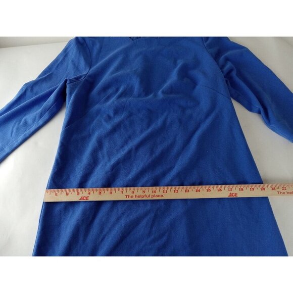 Talbots Womens Shift Dress Blue Lined Tie Bow Long Sleeve 12P Petite - Picture 11 of 13